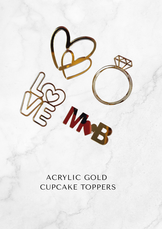 Acrylic gold cupcake toppers (5cm)
