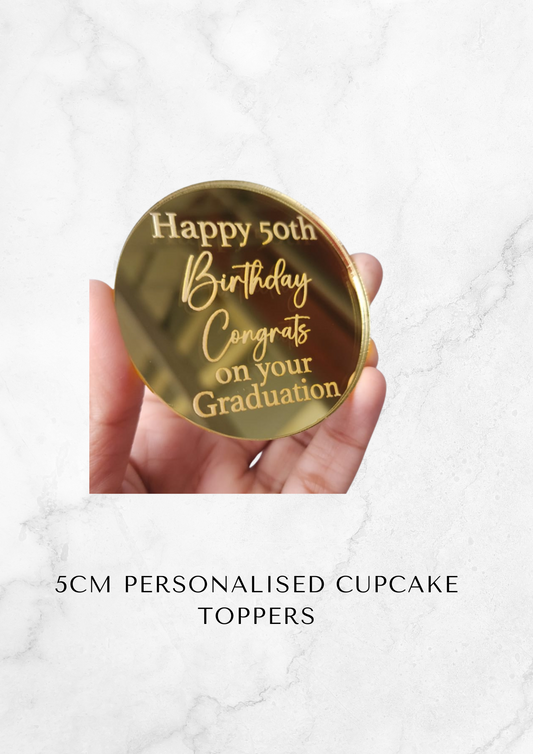 Personalized acrylic cupcake topper (5cm)